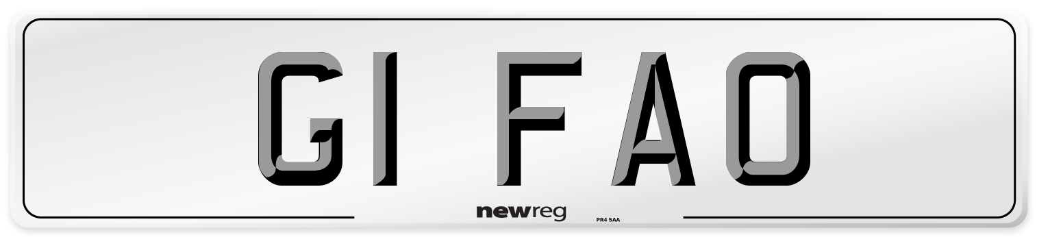 G1 FAO Number Plate from New Reg